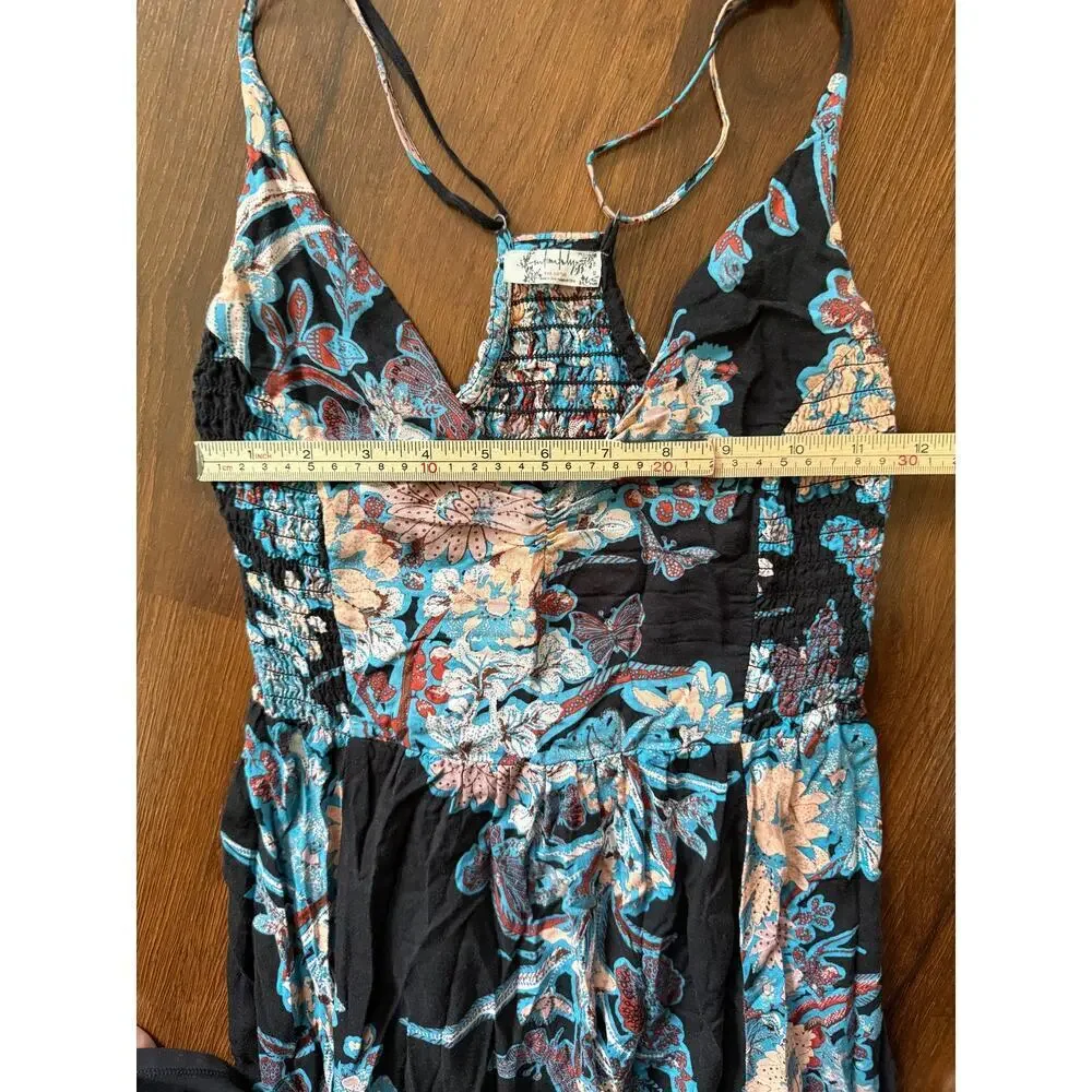 Free People Through The Vine Maxi Dress Carbon Black Floral Sz XS Boho Garden
